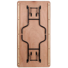 Load image into Gallery viewer, 6-Foot Rectangular Wood Folding Banquet Table with Clear Coated Finished Top