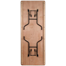 Load image into Gallery viewer, 8-Foot Rectangular Wood Folding Banquet Table with Clear Coated Finished Top