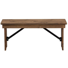 Load image into Gallery viewer, 40'' x 12'' Antique Rustic Solid Pine Folding Farm Bench
