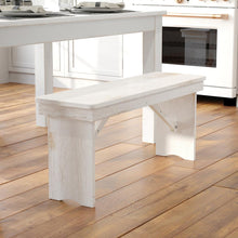 Load image into Gallery viewer, 40" x 12" Antique Rustic White Solid Pine Folding Farm Bench