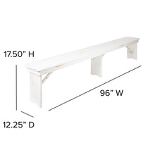 Load image into Gallery viewer, 8' x 12" Antique Rustic Solid White Pine Folding Farm Bench with 3 Legs