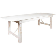Load image into Gallery viewer, 9' x 40" Rectangular Antique Rustic White Solid Pine Folding Farm Table