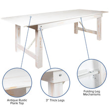 Load image into Gallery viewer, 9' x 40" Rectangular Antique Rustic White Solid Pine Folding Farm Table