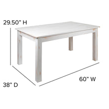 Load image into Gallery viewer, 60" x 38" Rectangular Antique Rustic White Solid Pine Farm Dining Table