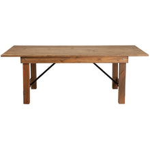 Load image into Gallery viewer, 7' x 40" Rectangular Antique Rustic Solid Pine Folding Farm Table