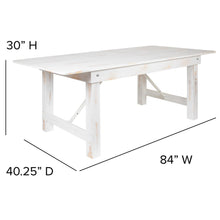 Load image into Gallery viewer, 7' x 40" Rectangular Antique Rustic White Solid Pine Folding Farm Table