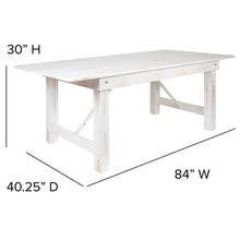 Load image into Gallery viewer, 7' x 40" Antique Rustic White Folding Farm Table and Four Bench Set