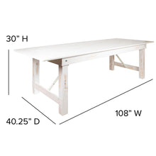 Load image into Gallery viewer, 9' x 40" Antique Rustic White Folding Farm Table and Four Bench Set
