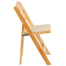 Load image into Gallery viewer, HERCULES Series Natural Wood Folding Chair with Vinyl Padded Seat
