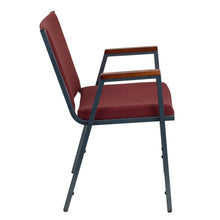 Load image into Gallery viewer, Heavy Duty Burgundy Patterned Fabric Stack Chair with Arms