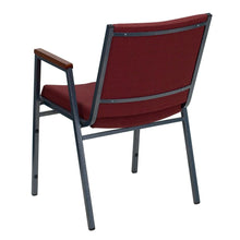 Load image into Gallery viewer, Heavy Duty Burgundy Patterned Fabric Stack Chair with Arms