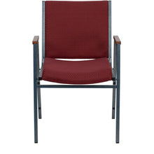 Load image into Gallery viewer, Heavy Duty Burgundy Patterned Fabric Stack Chair with Arms