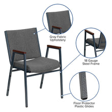 Load image into Gallery viewer, Heavy Duty Gray Fabric Stack Chair with Arms
