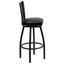 Load image into Gallery viewer, Black ''X'' Back Swivel Metal Barstool - Black Vinyl Seat