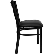 Load image into Gallery viewer, Black ''X'' Back Metal Restaurant Chair - Black Vinyl Seat