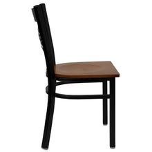 Load image into Gallery viewer, Black ''X'' Back Metal Restaurant Chair - Cherry Wood Seat