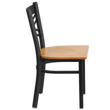 Load image into Gallery viewer, Black ''X'' Back Metal Restaurant Chair - Natural Wood Seat