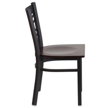 Load image into Gallery viewer, Black ''X'' Back Metal Restaurant Chair - Walnut Wood Seat