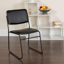 Load image into Gallery viewer, 500 lb. Capacity High Density Black Vinyl Stacking Chair with Sled Base