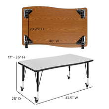 Load image into Gallery viewer, Mobile 28"W x 47.5"L Rectangle Grey Activity Table - Height Adjust Short Legs