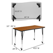 Load image into Gallery viewer, Mobile 28"W x 47.5"L Rectangle Oak Activity Table-Standard Height Adjust Legs