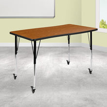 Load image into Gallery viewer, Mobile 28"W x 47.5"L Rectangle Oak Activity Table-Standard Height Adjust Legs
