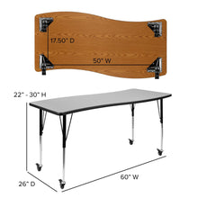 Load image into Gallery viewer, Mobile 26"W x 60"L Rectangle Grey Activity Table - Standard Height Adjust Legs