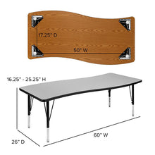 Load image into Gallery viewer, 26"W x 60"L Wave Collaborative Grey Thermal Activity Table - Height Short Legs