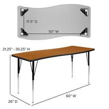 Load image into Gallery viewer, 26"W x 60"L Rectangle Oak Thermal Activity Table - Standard Height Adjust Legs