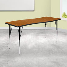 Load image into Gallery viewer, 26"W x 60"L Rectangle Oak Thermal Activity Table - Standard Height Adjust Legs
