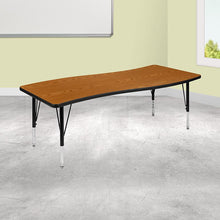 Load image into Gallery viewer, 26"W x 60"L Wave Collaborative Oak Thermal Activity Table - Height Short Legs