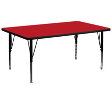 Load image into Gallery viewer, 30''W x 72''L Rectangular Red HP Activity Table - Height Adjustable Short Legs
