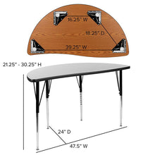 Load image into Gallery viewer, 47.5" Half Circle Grey Thermal Activity Table - Standard Height Legs