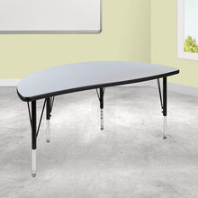 Load image into Gallery viewer, 47.5" Half Circle Grey Thermal Activity Table - Height Short Legs