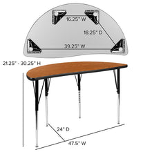 Load image into Gallery viewer, 47.5" Half Circle Oak Thermal Activity Table - Standard Height Legs