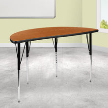 Load image into Gallery viewer, 47.5" Half Circle Oak Thermal Activity Table - Standard Height Legs