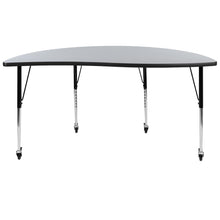 Load image into Gallery viewer, Mobile 60" Half Circle Grey Thermal Activity Table-Standard Height Adjust Legs