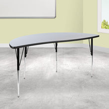 Load image into Gallery viewer, 60" Half Circle Grey Thermal Activity Table - Standard Height Legs