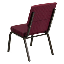 Load image into Gallery viewer, 18.5''W Stacking Church Chair in Burgundy Patterned Fabric - Gold Vein Frame