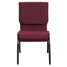 Load image into Gallery viewer, 18.5''W Stacking Church Chair in Burgundy Patterned Fabric - Gold Vein Frame
