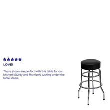 Load image into Gallery viewer, Double Ring Chrome Barstool with Black Seat