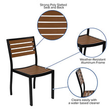 Load image into Gallery viewer, Outdoor Patio Bistro Dining Table Set with 2 Chairs and Faux Teak Poly Slats