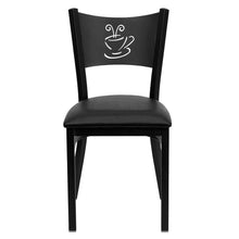 Load image into Gallery viewer, Black Coffee Back Metal Restaurant Chair - Black Vinyl Seat