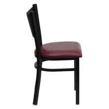 Load image into Gallery viewer, Black Coffee Back Metal Restaurant Chair - Burgundy Vinyl Seat