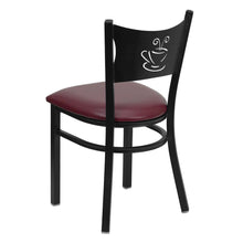 Load image into Gallery viewer, Black Coffee Back Metal Restaurant Chair - Burgundy Vinyl Seat