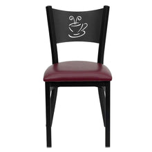 Load image into Gallery viewer, Black Coffee Back Metal Restaurant Chair - Burgundy Vinyl Seat