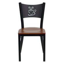 Load image into Gallery viewer, Black Coffee Back Metal Restaurant Chair - Cherry Wood Seat