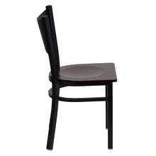 Load image into Gallery viewer, Black Coffee Back Metal Restaurant Chair - Mahogany Wood Seat