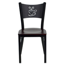 Load image into Gallery viewer, Black Coffee Back Metal Restaurant Chair - Mahogany Wood Seat