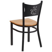 Load image into Gallery viewer, Black Coffee Back Metal Restaurant Chair - Natural Wood Seat